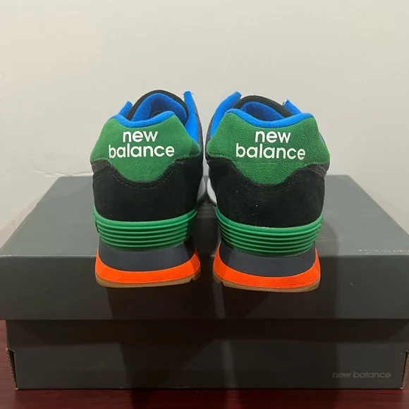 New Balance 574, ML574GF2, Black, Blue, Green, Yellow & Orange - Picture 5 of 13